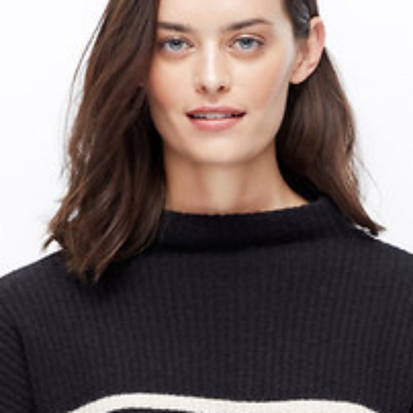 Ann Taylor XL Striped Funnel Neck Cashmere Sweater - Picture 5 of 6